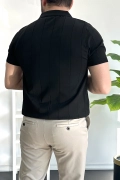 Erkek Slim Fit Fermuarlı Polo Yaka Tişört Siyah Edw452