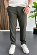 Erkek Slim Fit Beli Düğmeli Pantolon Yeşil Edw473