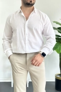 Erkek Krinkıl Kumaş Gömlek Beyaz Edw362