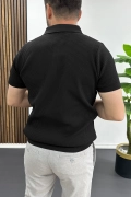 Erkek Polo Yaka Likralı Tişört Siyah Edw491