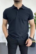 Erkek Slim Fit Düz Renk Pamuklu Soft Polo Tişört Lacivert Edw365