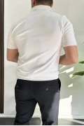 Erkek Açık Yaka Çizgli Tişört Beyaz Edw236