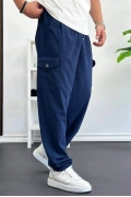Erkek Baggy Kalıp Kargo Cepli Pantolon Lacivert Edw131