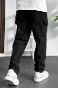 Erkek Baggy Kalıp Kargo Cepli Pantolon Siyah Edw131