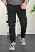 Erkek Beli Düğmeli Dar Paça Jogger Pantolon Siyah Edw224