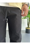 Erkek Beli Lastikli Baggy Rahat Pantolon Siyah Edw359