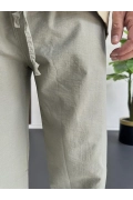 Erkek Beli Lastikli Baggy Rahat Pantolon Yeşil Edw359