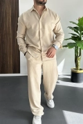 Erkek Gömlek Pantolon Takım Bej Edw268