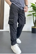 Erkek İnce Baggy Kalıp Kargo Pantolon Siyah Edw164