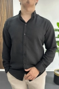 Erkek Keten Karışımlı Slim Fit Gömlek Siyah Edw499