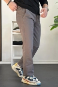Erkek Pamuklu Chino Pantolon Standart Kalıp Gri Edw225