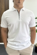 Erkek Pamuklu Soft Polo Yaka Tişört Beyaz Edw500