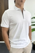 Erkek Pamuklu Soft Polo Yaka Tişört Beyaz Edw500