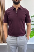 Erkek Pamuklu Soft Polo Yaka Tişört Bordo Edw500