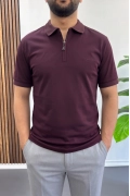 Erkek Pamuklu Soft Polo Yaka Tişört Bordo Edw500