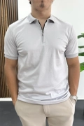Erkek Pamuklu Soft Polo Yaka Tişört Gri Edw500