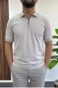 Erkek Pamuklu Soft Polo Yaka Tişört Gri Edw500