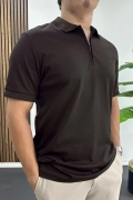 Erkek Pamuklu Soft Polo Yaka Tişört Kahverengi Edw500