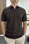 Erkek Pamuklu Soft Polo Yaka Tişört Kahverengi Edw500