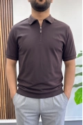 Erkek Pamuklu Soft Polo Yaka Tişört Kahverengi Edw500