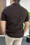 Erkek Pamuklu Soft Polo Yaka Tişört Kahverengi Edw500