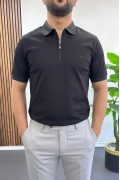 Erkek Pamuklu Soft Polo Yaka Tişört Siyah Edw500
