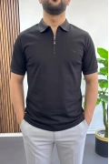 Erkek Pamuklu Soft Polo Yaka Tişört Siyah Edw500