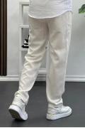 Erkek Rahat Kesim Keten Pantolon Beyaz Edw138