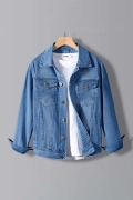 Erkek Slim Fit Denim Kot Ceket Mavi Edw397