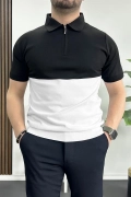 Erkek Renk Bloklu Polo Yaka Yarım Fermuarlı Tişört Beyaz Edw234