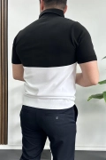 Erkek Renk Bloklu Polo Yaka Yarım Fermuarlı Tişört Beyaz Edw234