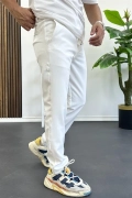 Erkek Slim Fit Beli İpli Düğmeli Pantolon Beyaz Edw403