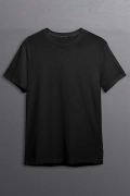 Erkek Slim Fit Düz Bisiklet Yaka Siyah Tişört Edw028