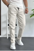 Erkek Slim Fit İnce Keten Pantolon Bej Edw114