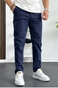 Erkek Slim Fit İnce Keten Pantolon Lacivert Edw114