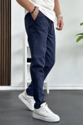 Erkek Slim Fit İnce Keten Pantolon Lacivert Edw114