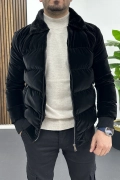 Erkek Slim Fit Karbon Deri Mont Siyah Edw440