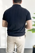 Erkek Yarım Fermuarlı Polo Yaka Tişört Lacivert Edw257