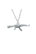 Keleş Ak-47 Kalaşnikof Gümüş Kaplama Kolye