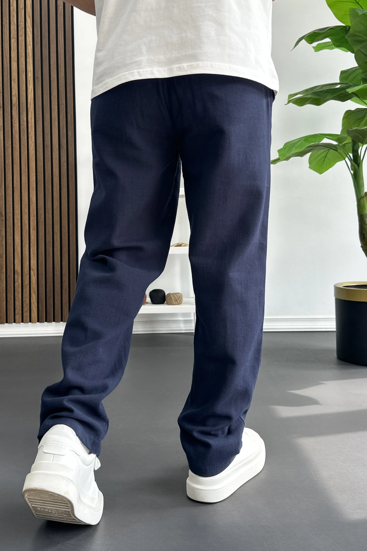 Erkek Beli Düğmeli Pantolon Lacivert Edw469