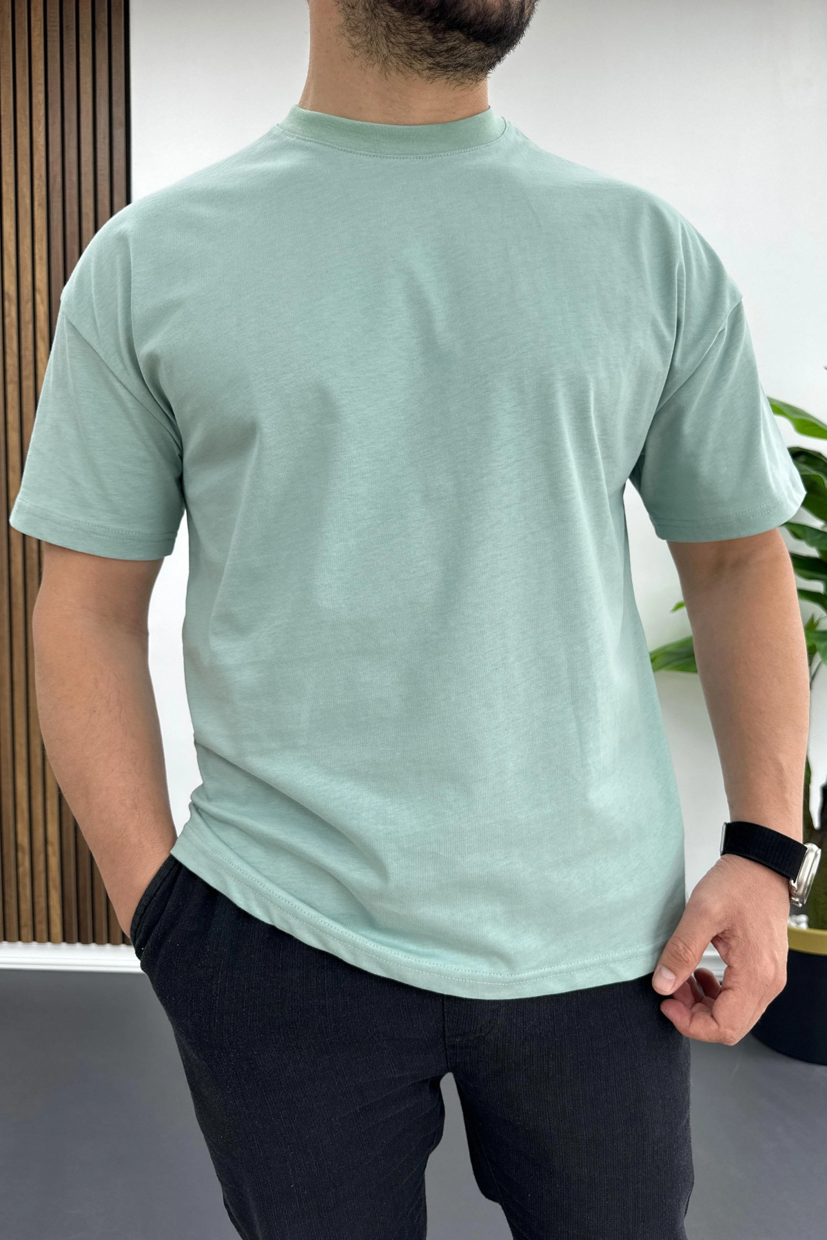 Erkek %100 Pamuk Nefes Alan Basic T-shirt Edw001