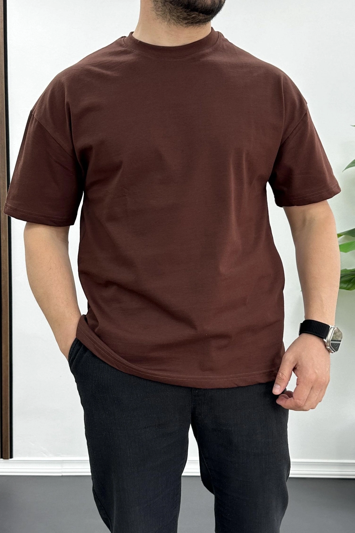 Erkek %100 Pamuk Nefes Alan Basic T-shirt Edw001