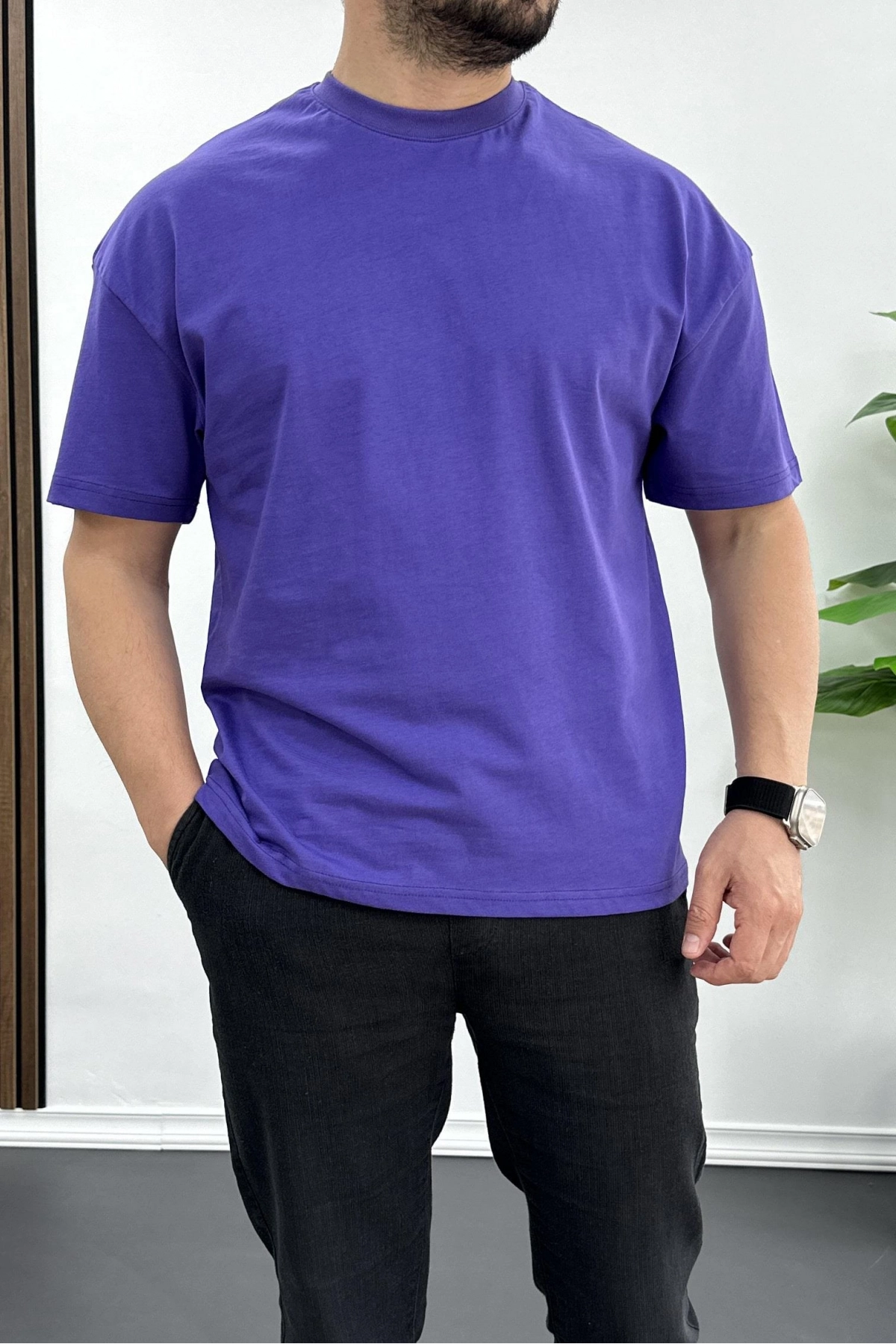 Erkek %100 Pamuk Nefes Alan Basic T-shirt Edw001