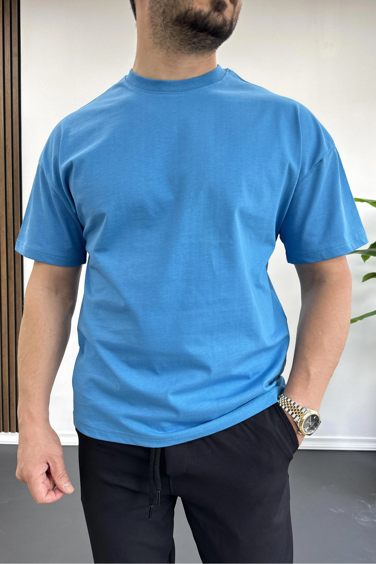 Erkek %100 Pamuk Nefes Alan Basic T-shirt Edw001