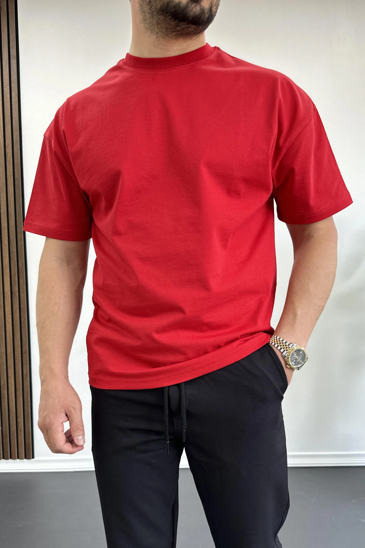 Erkek %100 Pamuk Nefes Alan Basic T-shirt Edw001