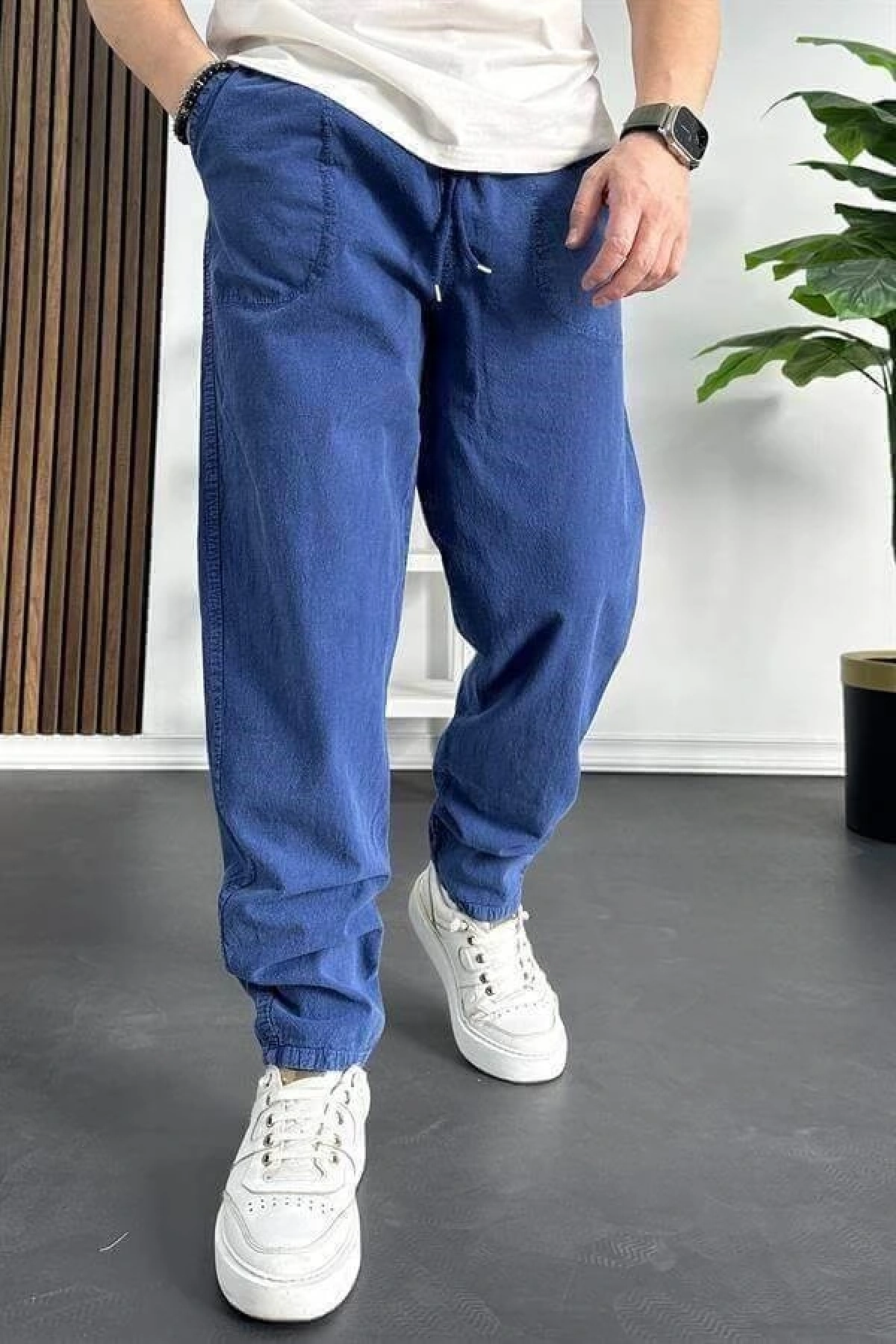 Erkek Baggy Kalıp Pantolon Mavi Edw130