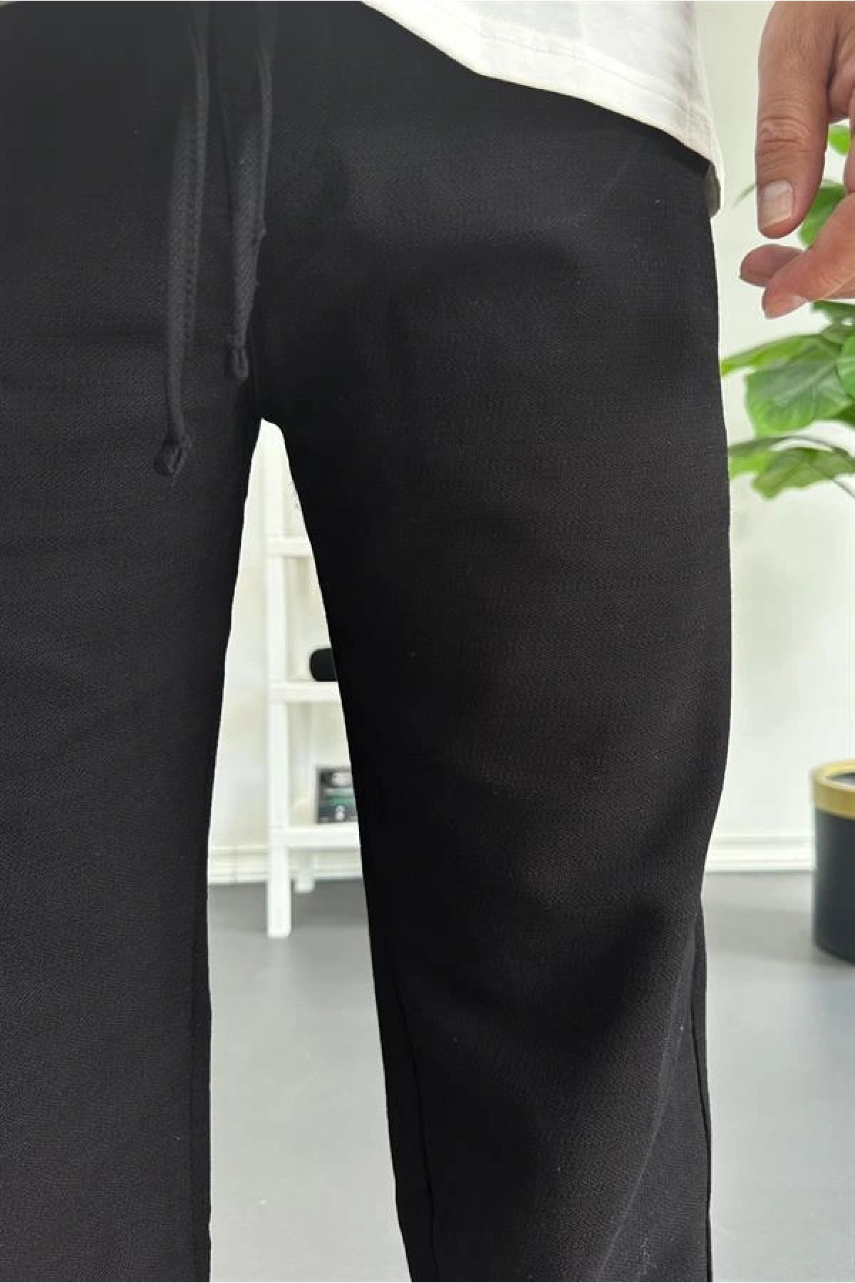 Erkek Beli Lastikli Baggy Kalıp Pantolon Siyah Edw356