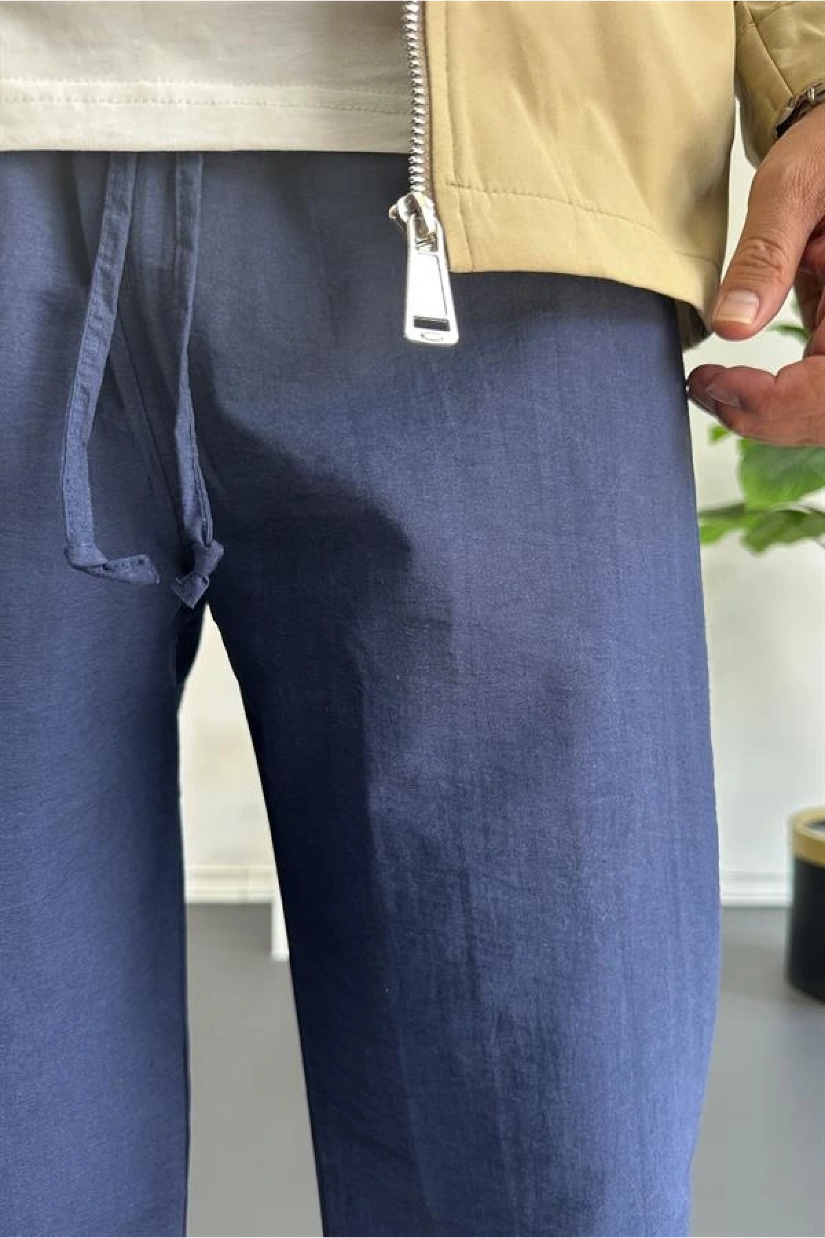Erkek Beli Lastikli Baggy Rahat Pantolon Lacivert Edw359