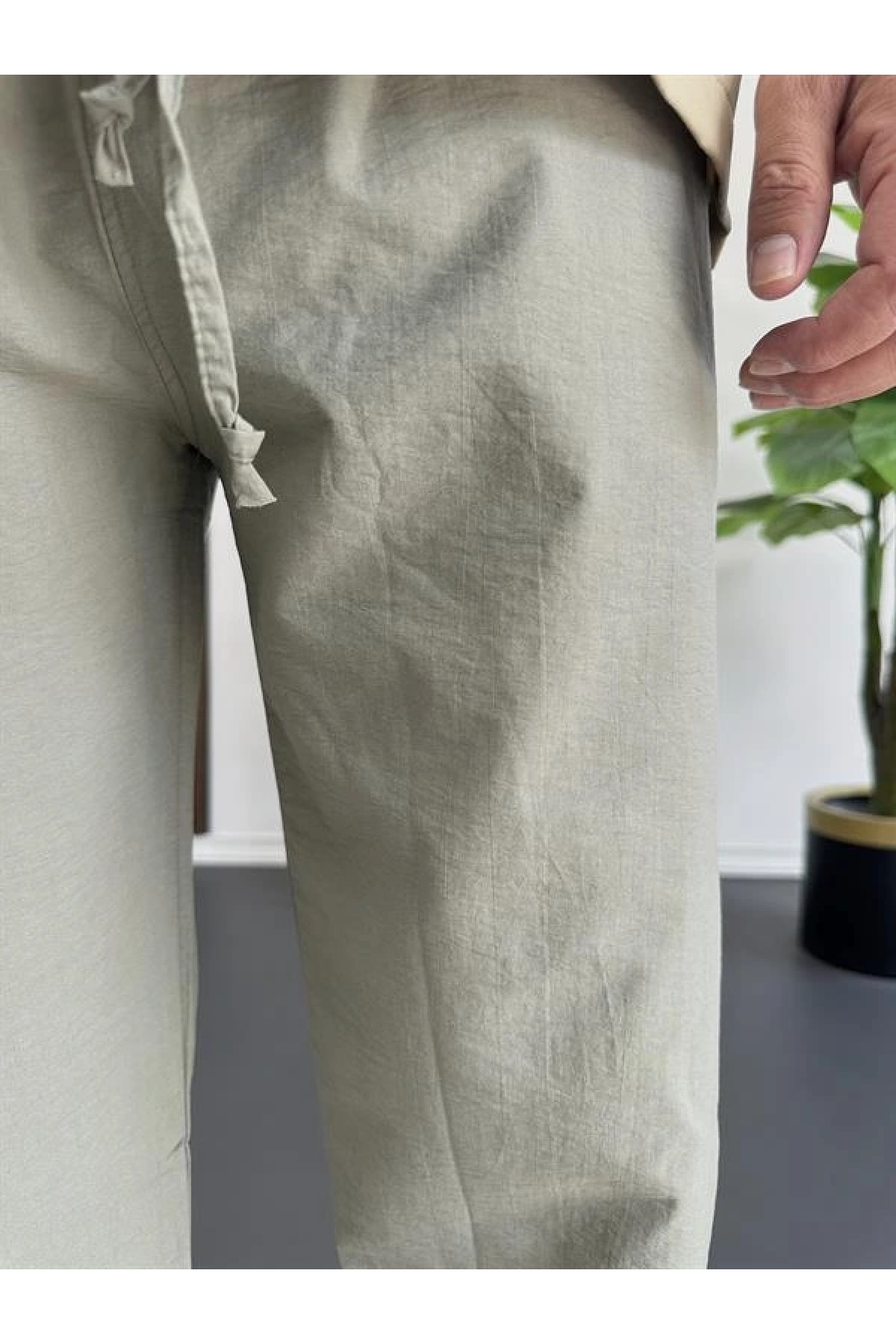 Erkek Beli Lastikli Baggy Rahat Pantolon Yeşil Edw359