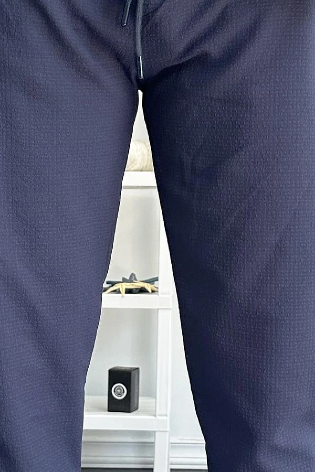 Erkek Beli Lastikli Gofre Kumaş Jogger Pantolon Lacivert Edw358